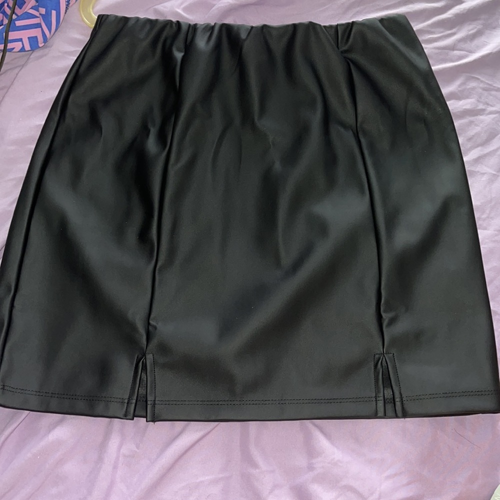 Leather mini skirt